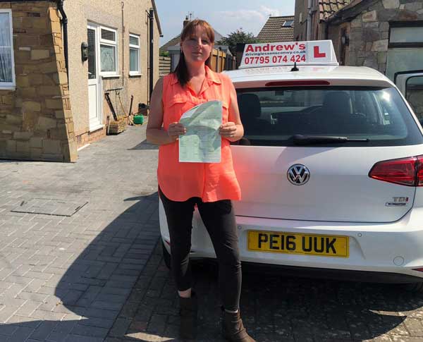 Maria after the ADI part 2 driving test.