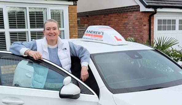 Maria after the ADI part 2 driving test.